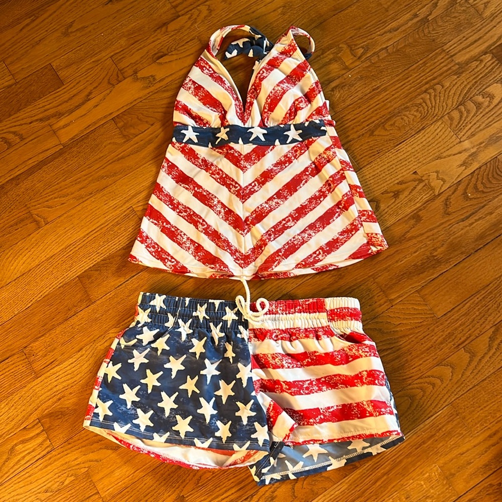 USA America 250 birthday Patriotic flag Stars and Stripes tankini set
